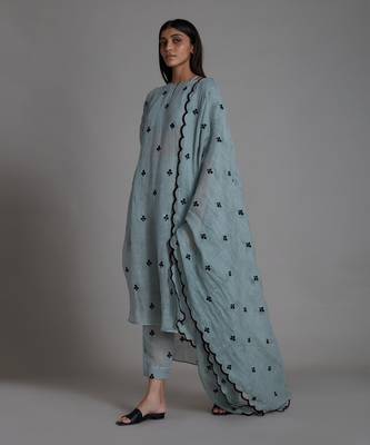 Blue trump card counter kurta set 2