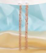 Rose gold plated tasselled white pearl stud dangle earrings