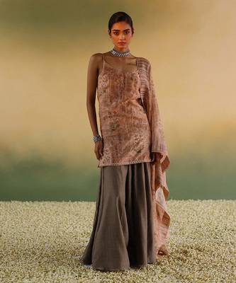 Peach nanda kurta set 1