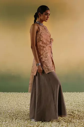 Peach nanda kurta set