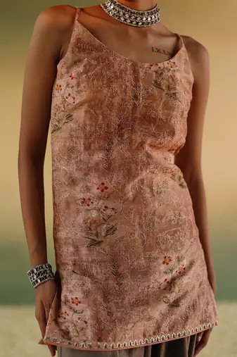 Peach nanda kurta set