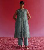 Blue pushti kurta set