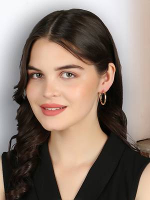 Women gold-plated handcrafted hoop earrings 2