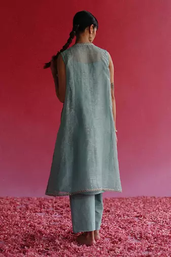 Blue pushti kurta set