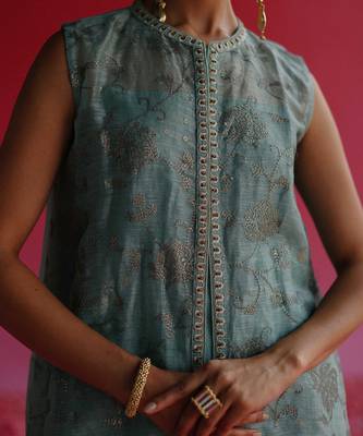 Blue pushti kurta set 4