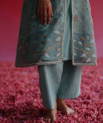 Blue pushti kurta set 5