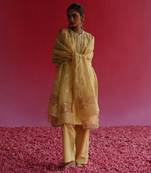 Yellow pushti kurta set