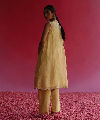 Yellow pushti kurta set 3