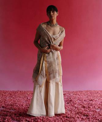 White kaner kurta set 1