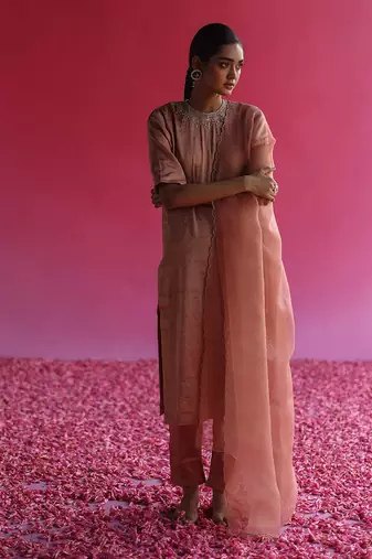 Rose gold manjari kurta set