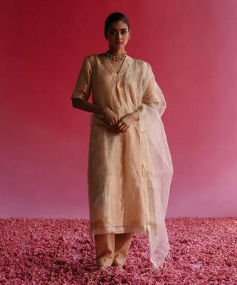 Gold sudha kurta set with dupatta 1