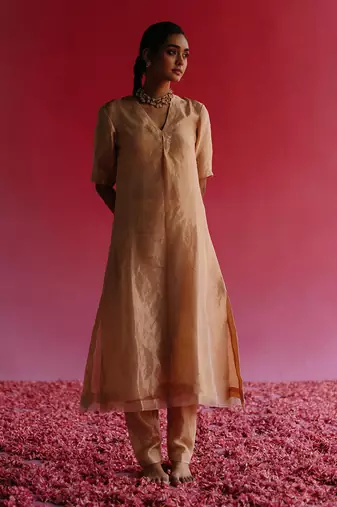 Gold sudha kurta set with dupatta