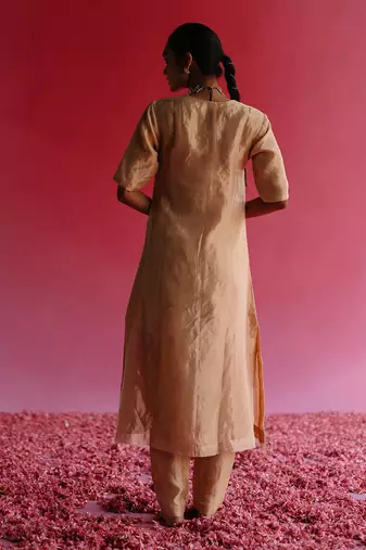 Gold sudha kurta set with dupatta