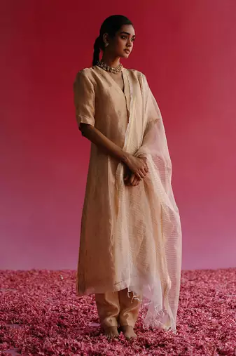 Gold sudha kurta set with dupatta