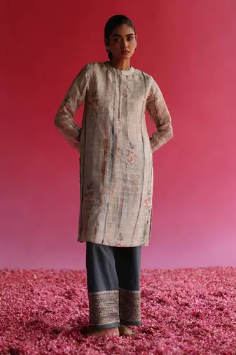 Cream bhuman kurta set
