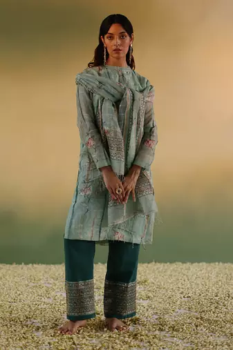Green bhuman kurta set
