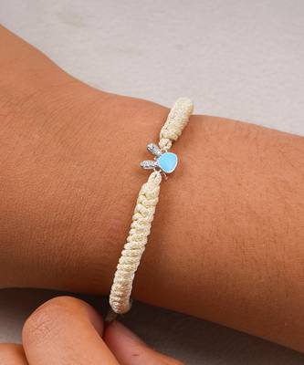 Off White Baby Bunny Enamel Diamond Cord Bracelet 2