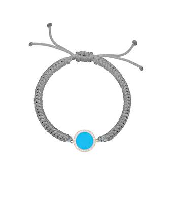 Grey Round Turquoise Diamond Cord Bracelet 1