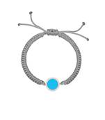 Grey Round Turquoise Diamond Cord Bracelet