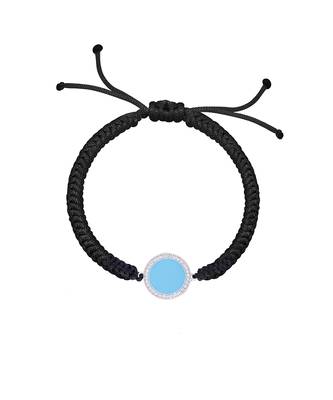 Black Round Enamel Diamond Cord Bracelet 1