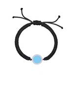 Black Round Enamel Diamond Cord Bracelet