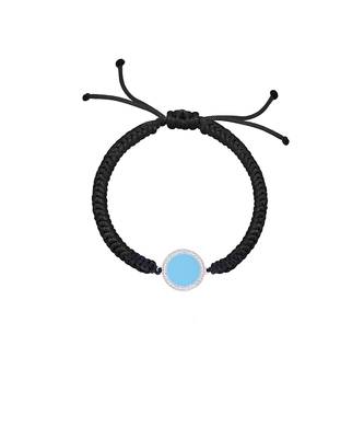 Black Round Enamel Diamond Cord Bracelet 3