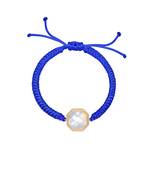 Blue Octagon Mother Of Pearl Cord Bracelet