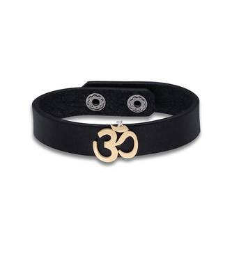 Black Om Leather Bracelet 1