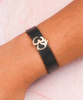 Black Om Leather Bracelet 2