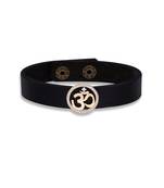 Black Om Diamond Leather Bracelet