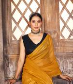 Yellow Plain Shimmer Bollwood Party Wear Saree With Net Sequence Blouse
