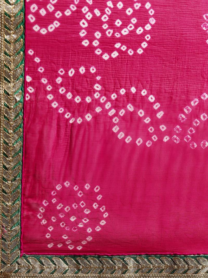 Blue & White Bandhani Leheriya Saree