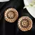 Luminous light pink stone studded big round stud earrings copper gold plated for women & girls