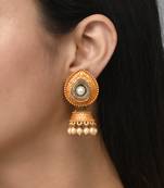 Meenakari yellow small jhumkis earrings copper gold plated for women & girls
