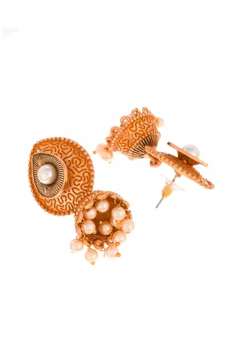 Meenakari yellow small jhumkis earrings copper gold plated for women & girls