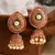 Meenakari red small jhumkis earrings copper gold plated for women & girls