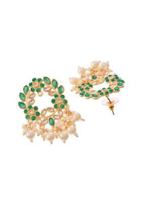 Green enamel stud earrings copper gold plated for women & girls 3