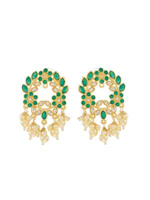 Green enamel stud earrings copper gold plated for women & girls 4