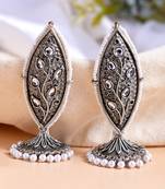 Meenakari silver jhumkis earrings copper black silver plated for women & girls