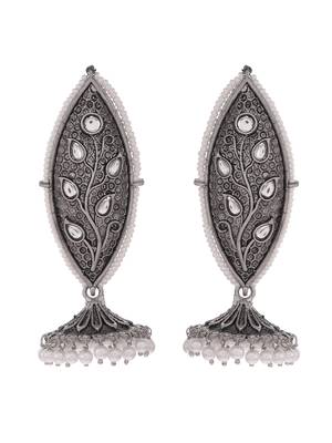 Meenakari silver jhumkis earrings copper black silver plated for women & girls 3