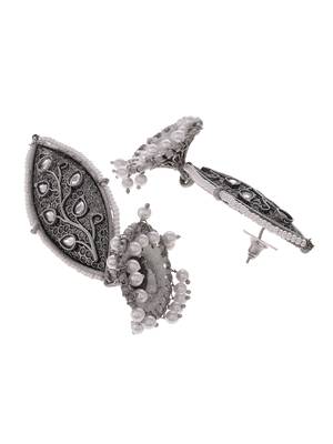 Meenakari silver jhumkis earrings copper black silver plated for women & girls 4