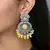 Floral designed yellow drops chandbali earrings copper silver plated for women & girls