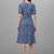 Blue floral printed a-line midi dress
