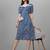 Blue floral printed a-line midi dress