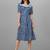 Blue floral printed a-line midi dress