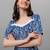 Blue floral printed a-line midi dress