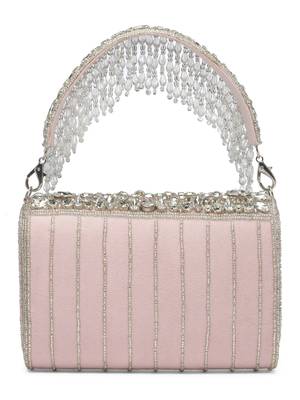  coffer pink & silver abstract embellished suede clutch 5