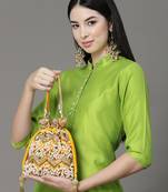 dangle honey & multi embellished velvet potli