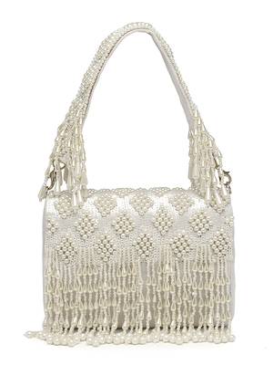 coffer white & off white harlequin embellished velvet clutch 3