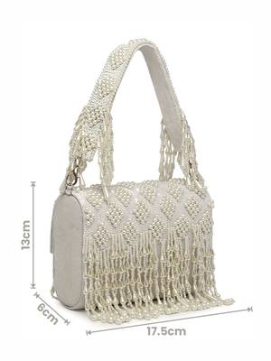 coffer white & off white harlequin embellished velvet clutch 4